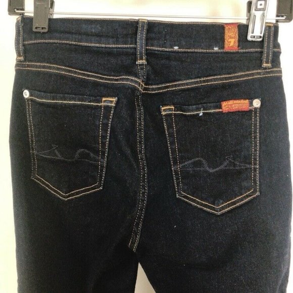 FOR ALL 7 MANKIND B(AIR) ROXANNE ANKLE IN AUTHENTIC RINSE Dark Blue Denim Jeans - Picture 10 of 11